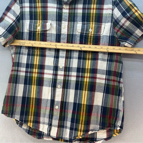 Lucky Brand Men’s XL Seersucker Yellow Red Blue Men’s button down short sleeve - Picture 7 of 9